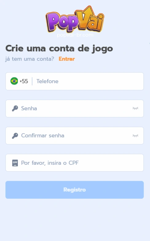 registro e login em brasil